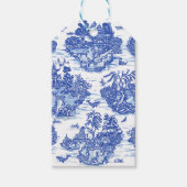 Blauw wild konijn Deer Fox Bird Toile Cadeaulabel (Voorkant)
