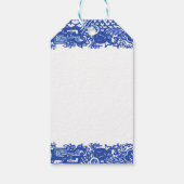 Blauw wild konijn Deer Fox Bird Toile Cadeaulabel (Achterkant)