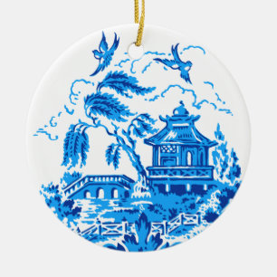 Blauw Willow China Blue & White Ornament