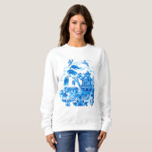 Blauw Willow China Design Sweatshirt Top (Voorkant volledig)