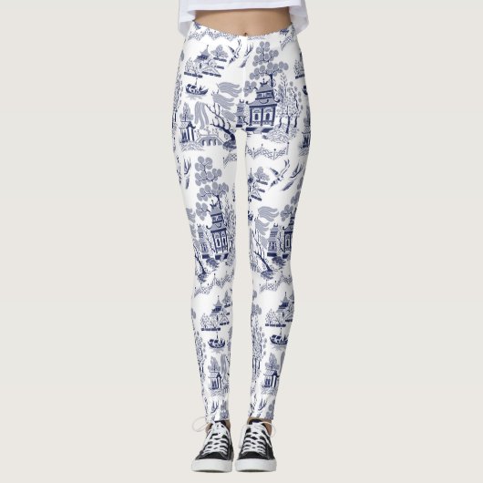 Blauw Willow Design-Leggings Leggings (Voorkant)