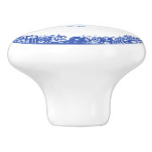 Blauw Willow Design Whale Whimsical Facts right Keramische Knop (Zijkant)