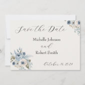 Blauw Winter Bloemen Flat Save The Date Kaart (Voorkant)