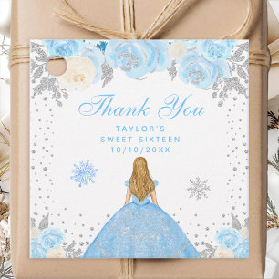Blauw Winter Blond Haar Prinses Sweet Sixteen Bedankjes Labels