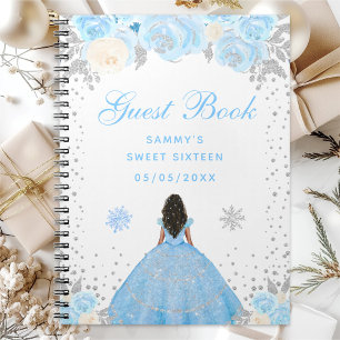 Blauw Winter Donkere Huid Prinses Sweet Sixteen Notitieboek
