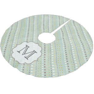 Blauw Winter Polkadot Monogram Initialen boomrok Kerstboom Rok