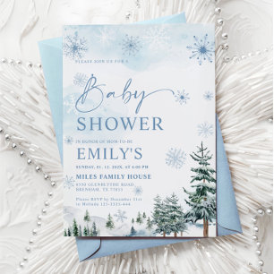 Blauw Winter Wonderland Baby Shower Kaart