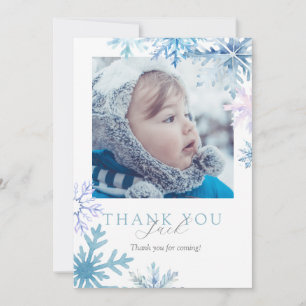 Blauw winter wonderland foto dank je kaart
