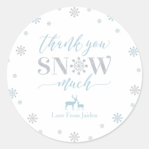 Blauw Winter wonderland Hartelijk dank sneeuw veel Ronde Sticker
