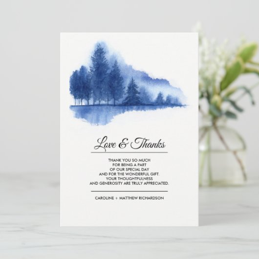 Blauw winterbos Hartelijk dank voor de stemkaarten Bedankkaart (Staand voorkant)