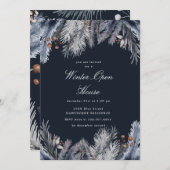 Blauw Wintergroen Winter Open Huis Kaart (Voorkant / Achterkant)