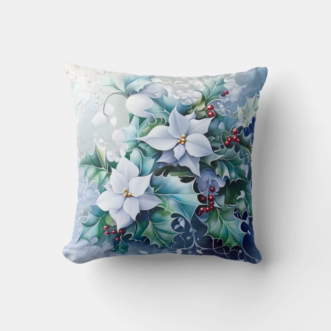 Blauw winterSierkussen Kussen (Voorkant)