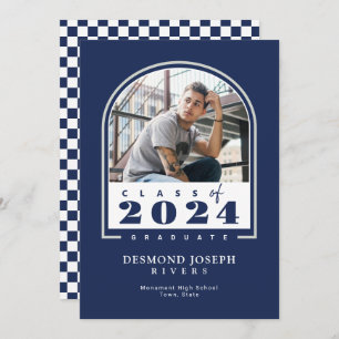 Blauw Wit 2024 Modern Arch Photo Afstuderen Aankondiging