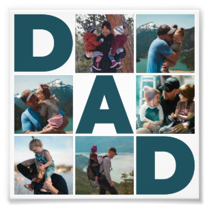 Blauw & Wit 6 Foto Collage Papa Foto Vergroting Afdruk