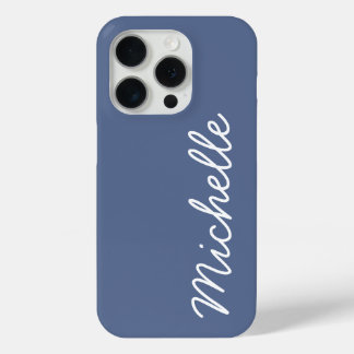 Blauw & Wit Aangepaste Cursieve Naam of Tekst iPhone 15 Pro Case