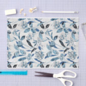 Blauw-wit Abstract bloemmotief Tissuepapier (Craft)