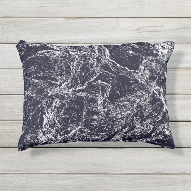 Blauw/wit Abstract Buitenkussen (Voorkant)