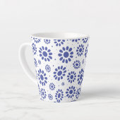  Blauw Wit Abstract Daisy Pattern Latte Mok (Linkerhoek)