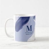 Blauw wit abstract getextureerd modern handgeschil koffiemok (Links)