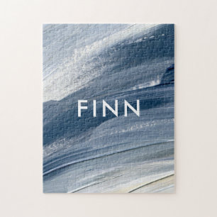 Blauw wit abstract getextureerd modern handgeschil legpuzzel