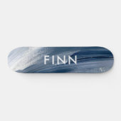 Blauw wit abstract getextureerd modern handgeschil skateboard (Horizontaal)