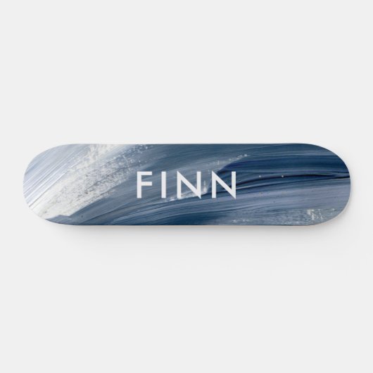 Blauw wit abstract getextureerd modern handgeschil skateboard (Horizontaal)