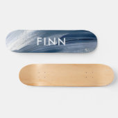 Blauw wit abstract getextureerd modern handgeschil skateboard (Horizontaal)