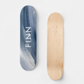 Blauw wit abstract getextureerd modern handgeschil skateboard (Voorkant)