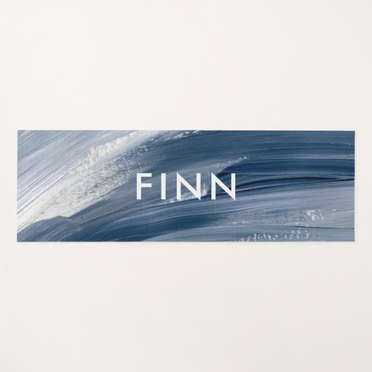 Blauw wit abstract getextureerd modern handgeschil yogamat (Voorkant (horizontaal))