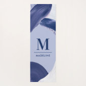 Blauw wit abstract getextureerd modern handgeschil yogamat (Achterkant)