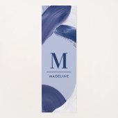 Blauw wit abstract getextureerd modern handgeschil yogamat (Voorkant)
