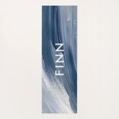 Blauw wit abstract getextureerd modern handgeschil yogamat (Achterkant)