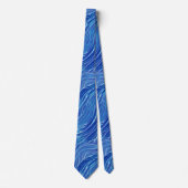Blauw & Wit Abstract Golfpatroon Stropdas (Voorkant)