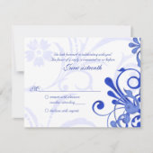 Blauw-Wit Abstracte Bloemrespons Kaart (Voorkant)