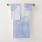 Blauw wit abstracte waterverf splash kust bad handdoek (Insitu)