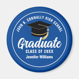 Blauw Wit Afstuderen Custom 2025 Graduation Party Magneet