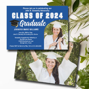 Blauw Wit Afstuderen Foto Schattige Graduation Par Kaart