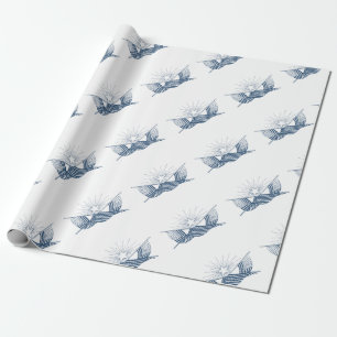 Blauw & Wit Amerikaanse Vlaggen w/Shining Star Cadeaupapier