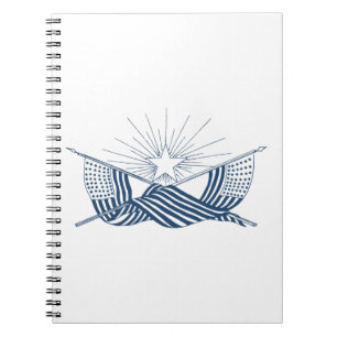 Blauw & Wit Amerikaanse Vlaggen w/Shining Star Notitieboek