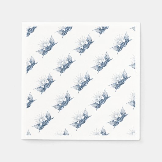 Blauw & Wit Amerikaanse Vlaggen w/Shining Star Servet (Voorkant)