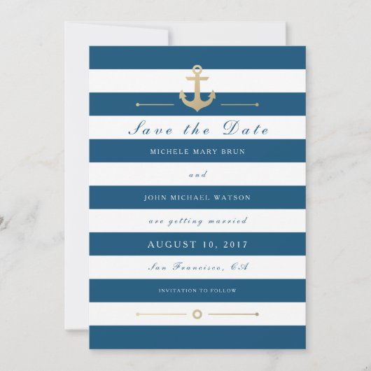 Blauw wit, automatisch opslaan Datum platte fotoka Save The Date (Voorkant)