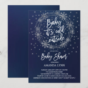 Blauw & Wit Baby Het is koud buiten Baby shower Kaart