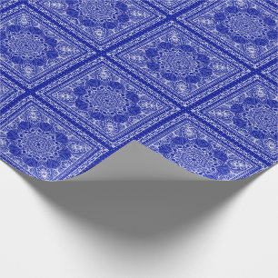 Blauw-wit bandana patroon cadeaupapier