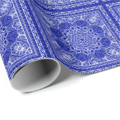 Blauw-wit bandana patroon cadeaupapier (Rol Hoek)