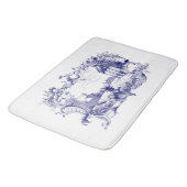 Blauw & Wit Barok Rococo Cartouche Ruins Scène Badmat (Gekanteld)