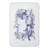 Blauw & Wit Barok Rococo Cartouche Ruins Scène Badmat (Voorkant Verticaal)
