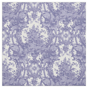 Blauw & Wit Barok Rococo Rozen Patroon Stof