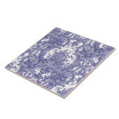 Blauw & Wit Barok Rococo Rozen Patroon Tegeltje (Zijkant)