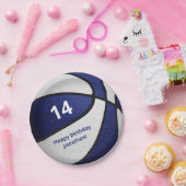 Blauw wit basketbal kinderen verjaardag viering papieren bordje (Feest)