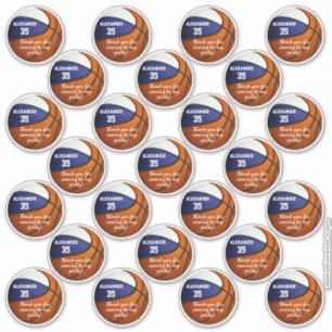 Blauw wit basketbal partij dank u set van 25 sticker